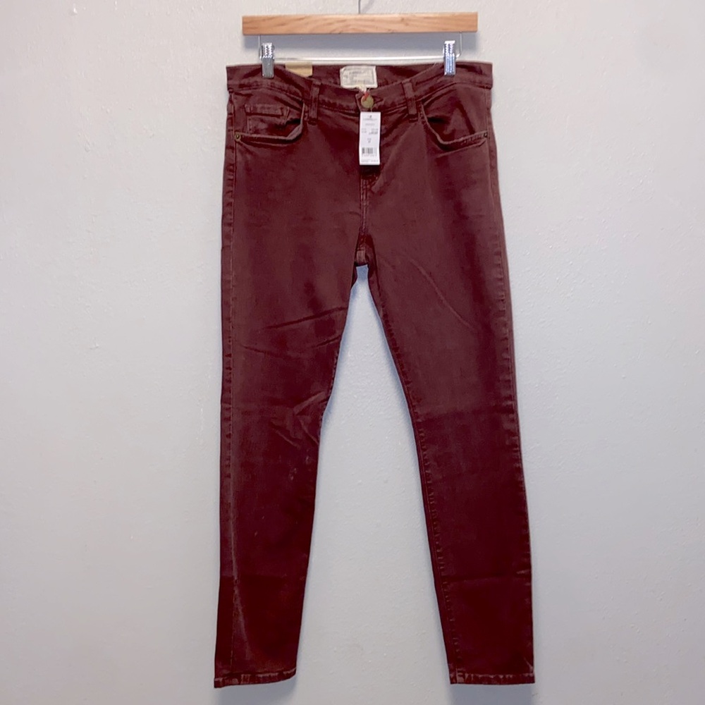 Current/Elliott NWT The Stiletto Vintage Burgundy Ankle Jeans 3127